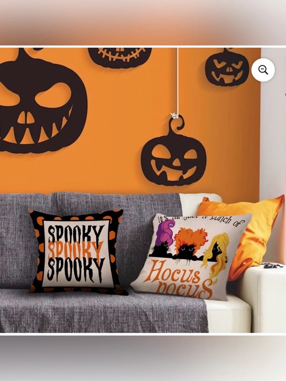 Halloween Hocus Pocus & Spooky Decorative Pillow Set - Orange/Black New 18x18”